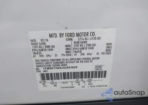 2018 Ford Explorer Xlt from USA, damaged, VIN 1FM5K7D8XJGA91825